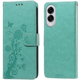 Mobigear Flowers Samsung Galaxy S25 Edge Hoesje Bookcase Portemonnee - Groen