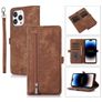 Mobigear Zipper iPhone 14 Pro Hoesje Bookcase Portemonnee - Bruin
