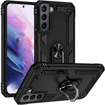 Mobigear Armor Ring Samsung Galaxy S22 Hoesje Hardcase Backcover Shockproof met Ringhouder - Zwart