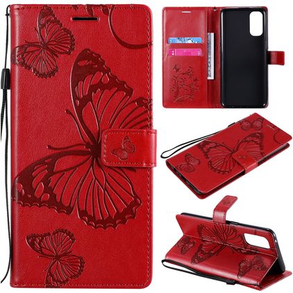 Mobigear Butterfly OPPO Reno 4 Hoesje Bookcase Portemonnee - Rood