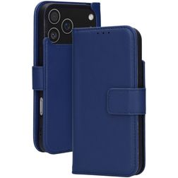 Mobiparts Wallet iPhone 17 Pro Max MagSafe Hoesje Echt Leer Bookcase Portemonnee - Blauw