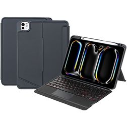 Mobigear Detachable Rotating iPad Pro 11 Inch (2025) Hoes QWERTY Bluetooth Toetsenbord Bookcase + Stylus Houder - Zwart