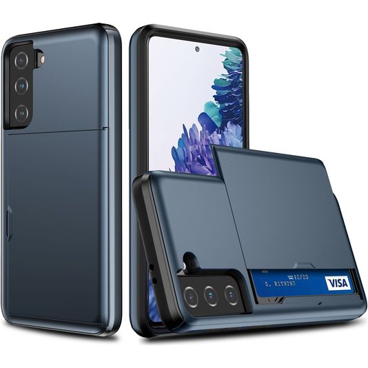 Mobigear Brushed Credit Card Slot Case Blue Samsung Galaxy S21 Plus