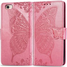 Mobigear Butterfly iPhone SE (2020) Hoesje Bookcase Portemonnee - Roze