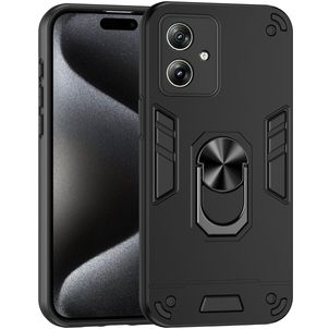 Mobigear Armor Ring Motorola Moto G54 Hoesje Hardcase Backcover Shockproof met Ringhouder - Zwart