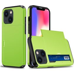 Mobigear Card iPhone 15 Plus Hoesje Hardcase Backcover Shockproof met Pasjeshouder - Groen