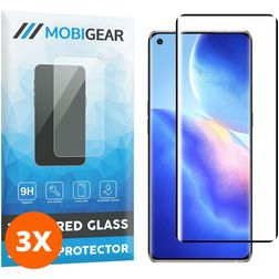 Mobigear Premium OPPO Find X3 Neo Glazen Screenprotector - Case Friendly - Zwart (3-Pack)