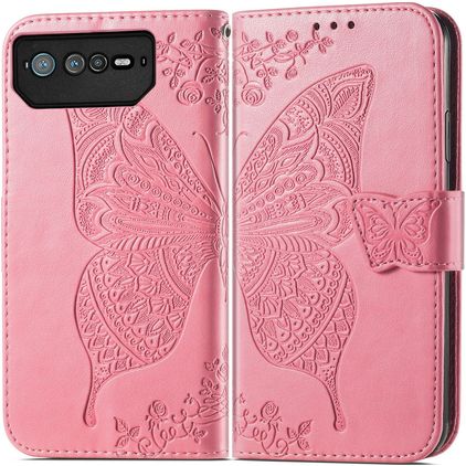 Mobigear Butterfly ASUS ROG Phone 6 Pro Hoesje Bookcase Portemonnee - Roze