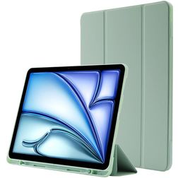 Mobigear Tri-Fold Gel iPad Air 11 Inch (2024) Hoes TPU,Kunstleer Bookcase + Stylus Houder - Groen