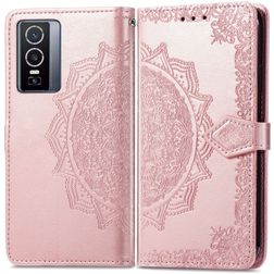 Mobigear Mandala Vivo Y76 Hoesje Bookcase Portemonnee - Roségoud