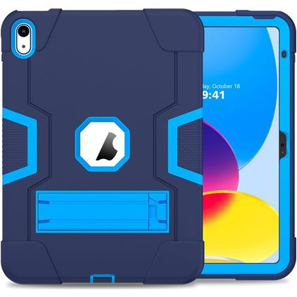 Mobigear ShieldStand iPad 10 (2022) Hoes Hard Kunststof,Siliconen Backcover + Standaard - Blauw / Marineblauw