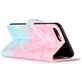 Mobigear Marble iPhone 8 Plus Hoesje Bookcase Portemonnee - Blauw / Roze