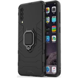 Mobigear Armor Ring Samsung Galaxy A50 Hoesje Hardcase Backcover Shockproof met Ringhouder - Zwart