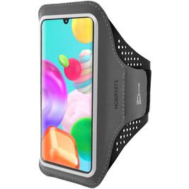 Mobiparts Comfort Fit Telefoonhouder Hardlopen Samsung Galaxy A41 Sport Hoesje Neopreen Sportarmband - Zwart