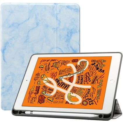 Mobigear Tri-Fold Marble iPad Air 3 (2019) Hoes Bookcase + Stylus Houder - Blauw