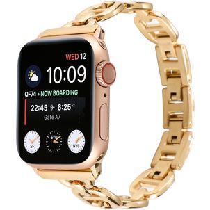Mobigear Paris Stalen Apple Watch Bandje Vouwsluiting - 42/41/40/38 mm - Goud