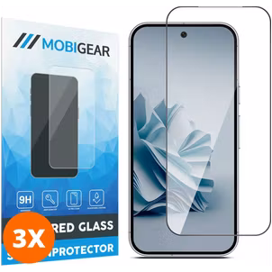 Mobigear Premium Google Pixel 9 Glazen Screenprotector - Case Friendly - Zwart (3-Pack)