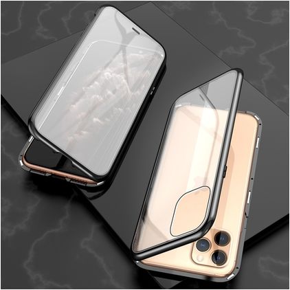 Mobigear GlassGuard iPhone 11 Pro Max Hoesje Gehard glas Backcover - Zwart / Transparant