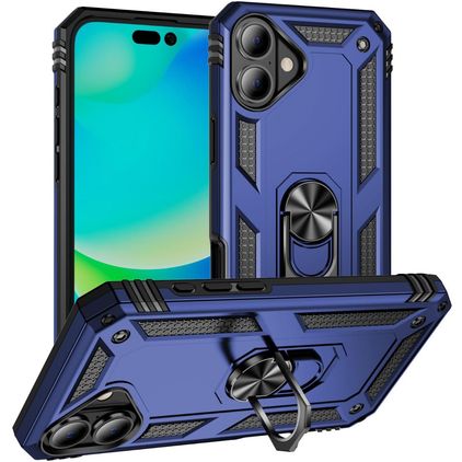 Mobigear Armor Ring iPhone 17 Hoesje Hardcase Backcover Shockproof met Ringhouder - Blauw