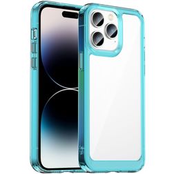 Mobigear Crystal iPhone 14 Pro Hoesje Hardcase Backcover - Transparant / Turquoise