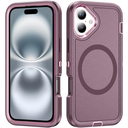 Mobigear Rugged Mag iPhone 16 MagSafe Hoesje Hardcase Backcover Shockproof - Paars
