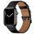 Mobigear Milano Leren Apple Watch Bandje Gespsluiting - 42/41/40/38 mm - Zwart