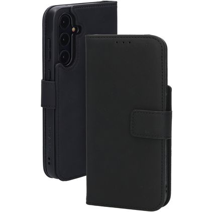Mobiparts Samsung Galaxy A55 Hoesje Echt Leer Bookcase Portemonnee - Zwart