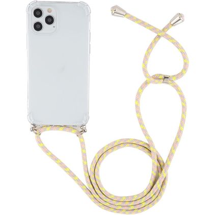 Mobigear Lanyard iPhone 12 Pro Max Flexibel TPU Hoesje met koord - Transparant / Geel
