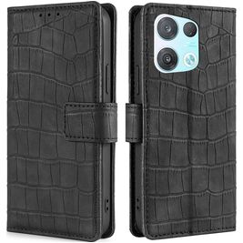 Mobigear Croco OPPO Reno 8 Pro 5G Hoesje Bookcase Portemonnee - Zwart