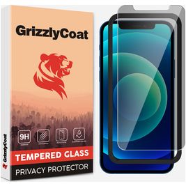 GrizzlyCoat Easy Fit AntiSpy iPhone 12 Mini Glazen Screenprotector Privacy - Case Friendly + Installatie Frame