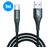 Mobigear Nylon USB-A naar USB-C Kabel 1 Meter - Zwart