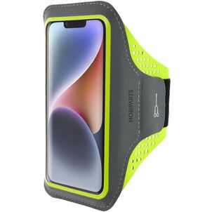 Mobiparts Comfort Fit Telefoonhouder Hardlopen iPhone 14 Sport Hoesje Neopreen Sportarmband - Neon Green