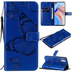 Mobigear Butterfly OPPO Reno 4 Hoesje Bookcase Portemonnee - Blauw