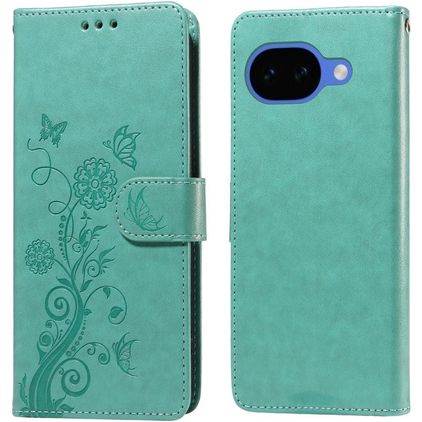 Mobigear Flowers Google Pixel 10a Hoesje Bookcase Portemonnee - Groen