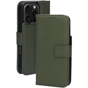 Mobiparts iPhone 16 Pro MagSafe Hoesje Echt Leer Uitneembare 2in1 Bookcase Portemonnee - Groen