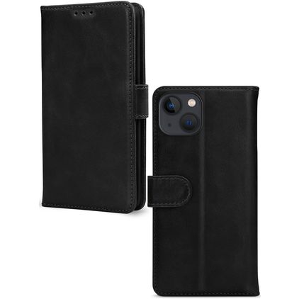 Mobilize Wallet iPhone 13 Hoesje Echt Leer Bookcase Portemonnee - Zwart