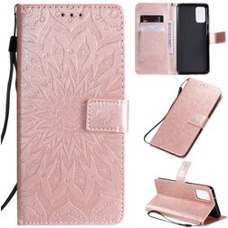 Mobigear Wallet Book Case Sunflower Relief Rose Gold Samsung Galaxy S20 Plus