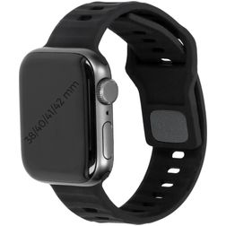 Mobiparts Sport Siliconen Apple Watch Bandje Druksluiting - 42/41/40/38 mm - Zwart