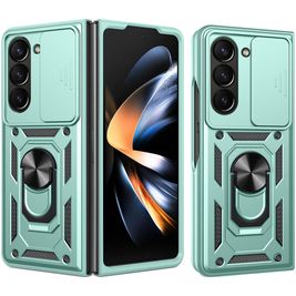 Mobigear Armor Ring Cam Slide Samsung Galaxy Z Fold 7 Hoesje Hardcase Backcover Shockproof met Ringhouder en Camera Slider - Groen