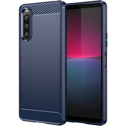 Mobigear Brushed Slim Sony Xperia 10 V Hoesje Flexibel TPU Backcover - Blauw