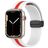 Mobigear Stripe Mag Siliconen Apple Watch Bandje Magneetsluiting - 42/41/40/38 mm - Wit / Rood