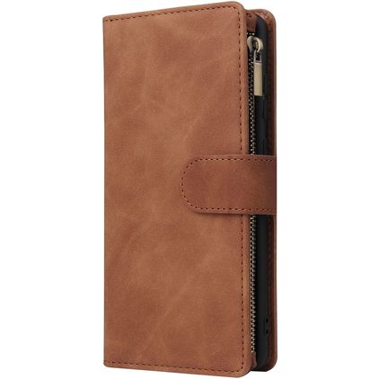 Mobigear Zipper Samsung Galaxy Note 10 Lite Hoesje Bookcase Portemonnee - Bruin