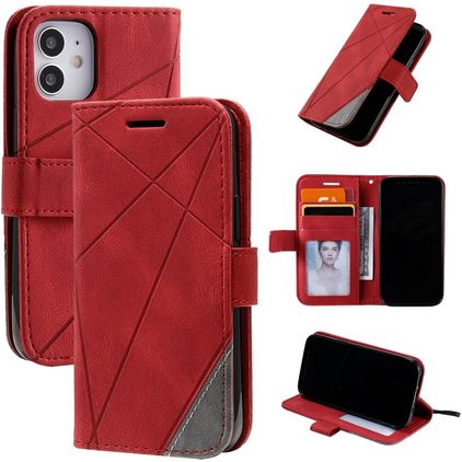 Mobigear Rhombus iPhone 12 Mini Hoesje Bookcase Portemonnee - Rood