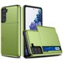 Mobigear Card Samsung Galaxy S21 Plus Hoesje Hardcase Backcover Shockproof met Pasjeshouder - Groen