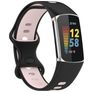 Mobigear Sport Dual Siliconen Fitbit Charge 5 Bandje Druksluiting - Zwart / Roze