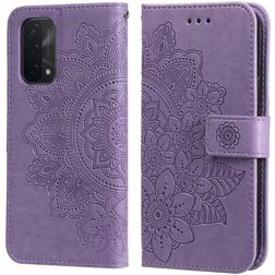 Mobigear Flowers OPPO A74 5G Hoesje Bookcase Portemonnee - Paars