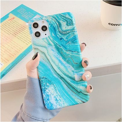 Mobigear Marble iPhone 12 Pro Max Hoesje Flexibel TPU Backcover - Groen