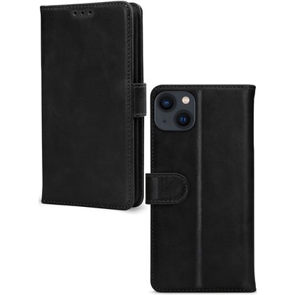 Mobilize Wallet iPhone 13 Mini Hoesje Echt Leer Bookcase Portemonnee - Zwart