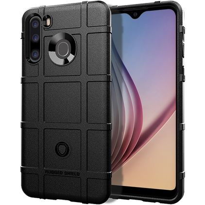 Mobigear Rugged Shield Samsung Galaxy A21 Hoesje Flexibel TPU Backcover Shockproof - Zwart