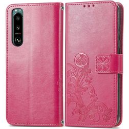 Mobigear clover Sony Xperia 5 IV Hoesje Bookcase Portemonnee - Magenta